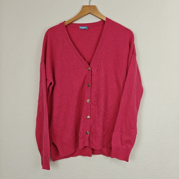 J. Mclaughlin Long Sleeve V-neck 100% Cashmere Button Up Cartigan Size Medium - Picture 1 of 13